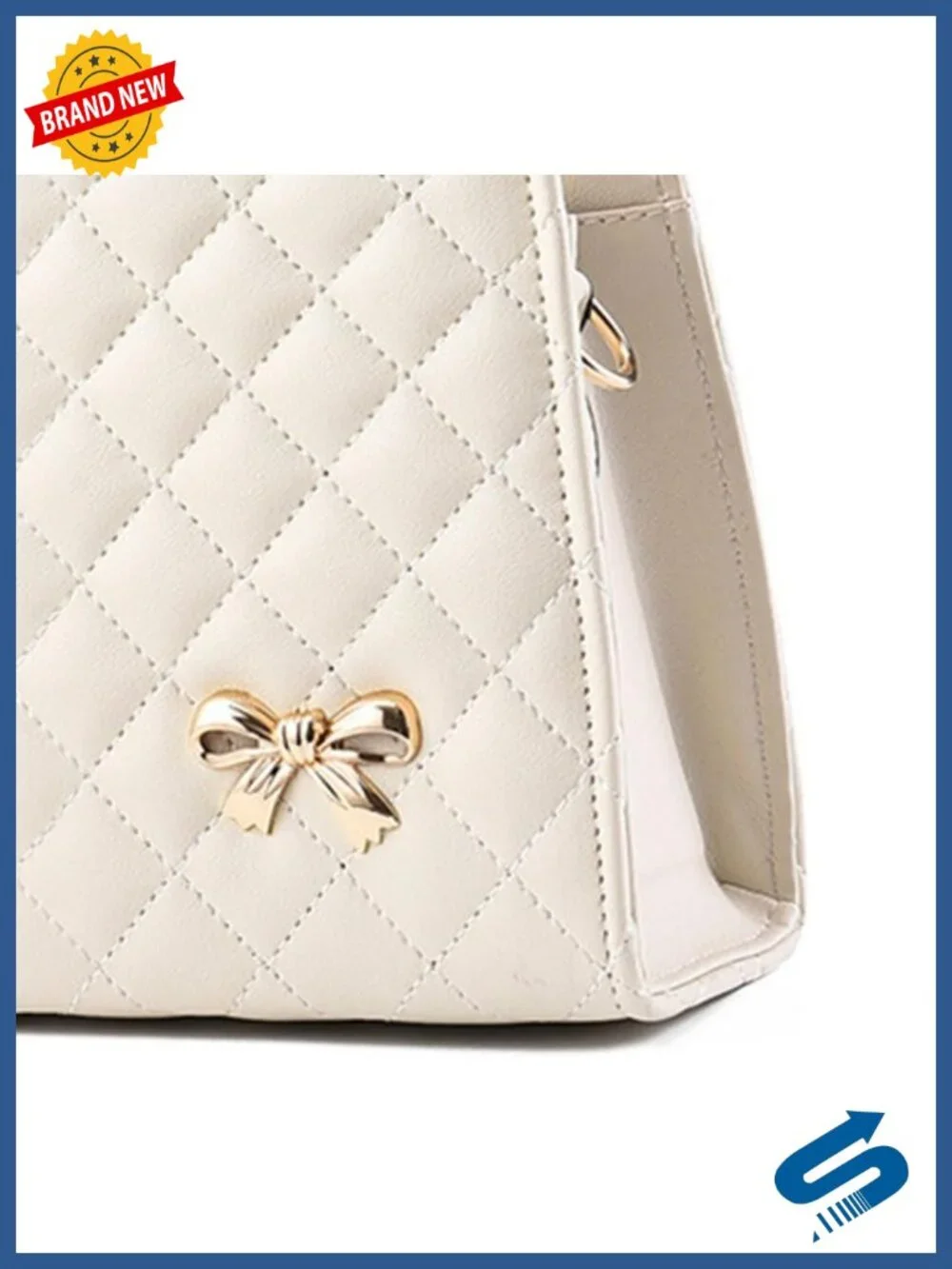 Large PU Embroidered Rhombus Top Handle Satchel Shoulder Bag
